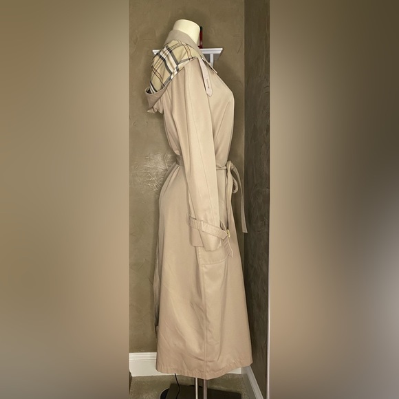Misty Harbor Trench Coat Hooded Beige Kahaki Long Belted Jacket Women’s 12 Vtg - Picture 2 of 16